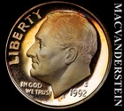 1992-S Roosevelt Dime- Silver- Choice Gem Proof Luster- No Reserve #K376