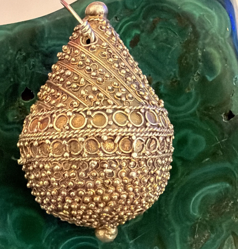 Antique Sterling Silve Filigree Puffed Cade Texture Pendant Tested