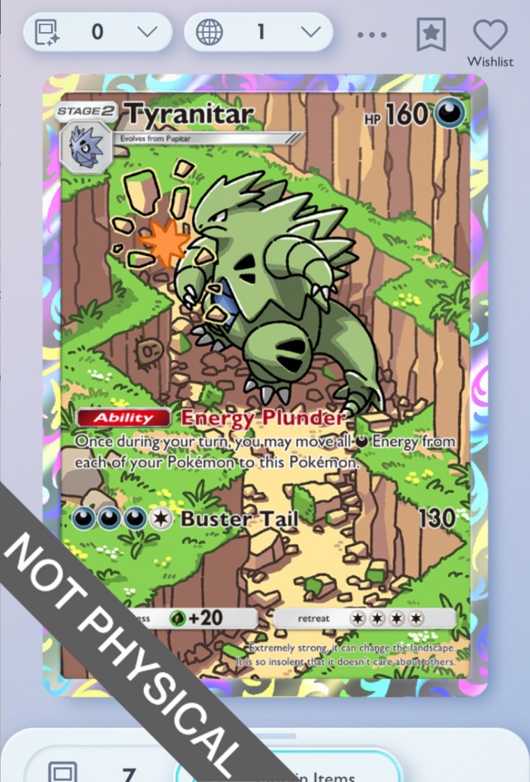 Pokemon TCG POCKET - Tyranitar 1⭐, Wisdom of Sea and Sky, English