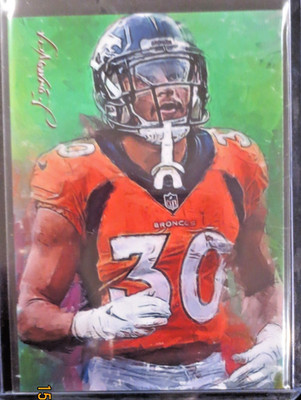 Phillip Lindsay #3 Art Card Limited 42/50 Edward Vela Signed (Denver Broncos)