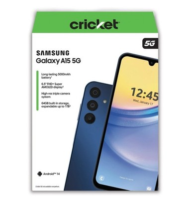 Cricket Wireless Samsung Galaxy A15 5G 64GB 50MP Prepaid Smart Phone,     