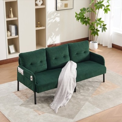 Oversized Loveseat Corduroy Upholstered Couch Cozy Plush Double-seater Sofa Emer