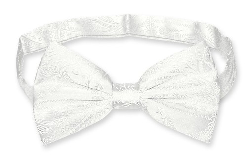 Vesuvio Napoli BOWTIE Off-White Paisley Color Mens Bow Tie for Tuxedo or Suit