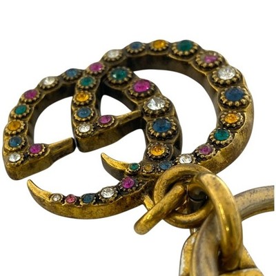 Gucci GG Marmont Keyring Charm Gold Multicolor Rhinestone 476429
