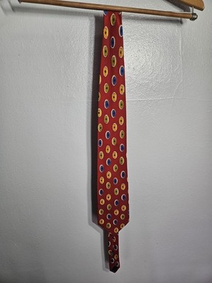 Altea 100% Silk Red Yellow Blue Geometric Woven Men's Tie