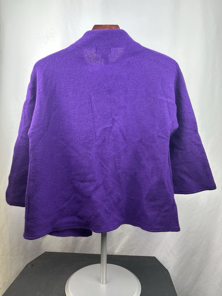 NWT JM Collection Petite Womens Tyrian Purple Boiled Wool Cape Poncho Size Small - Image 4 of 4