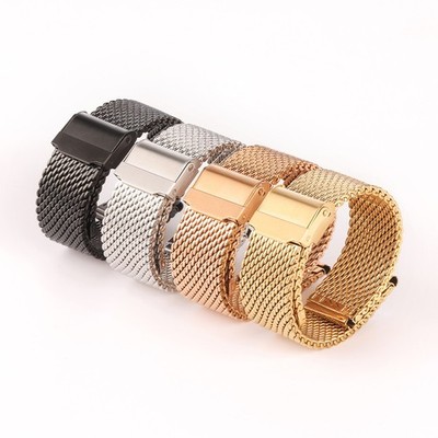 Metal Woven Mesh Watch Strap 18mm 20mm 22mm 24mm 316L Stainless Steel Watch Band