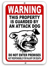 BEWARE OF DOG Sign Attack Dog on Duty Guard Dog 8"x 12" Aluminum Metal Warning