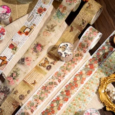 Old Days Flowers Washi Masking Tape Junk Journal Album Diy Scrapbooking Stickers