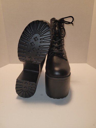 N.Y./L.A Black 4.75" Heel (2.75" Platform) Round Toe Lace Up Ankle Boot Size 7 - Picture 6 of 11