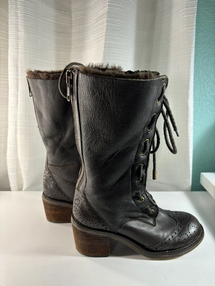 Kelsi Dagger MASHITA ~ Bota de Combate de Montar Cuero Marrón/Punta de Ala de Oveja Talla 6.5 Foto 4 de 4