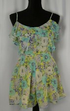 Top Shop Women's Romper Size 4 Floral Ruffled Casual Strappy Colorful Cute Fun