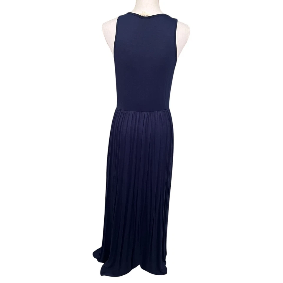 Maxi Vestido Sweet Pea Para Mujer S Cuello Redondo Sin Mangas Bolsillos Cintura Elástica Azul Foto 3 de 4