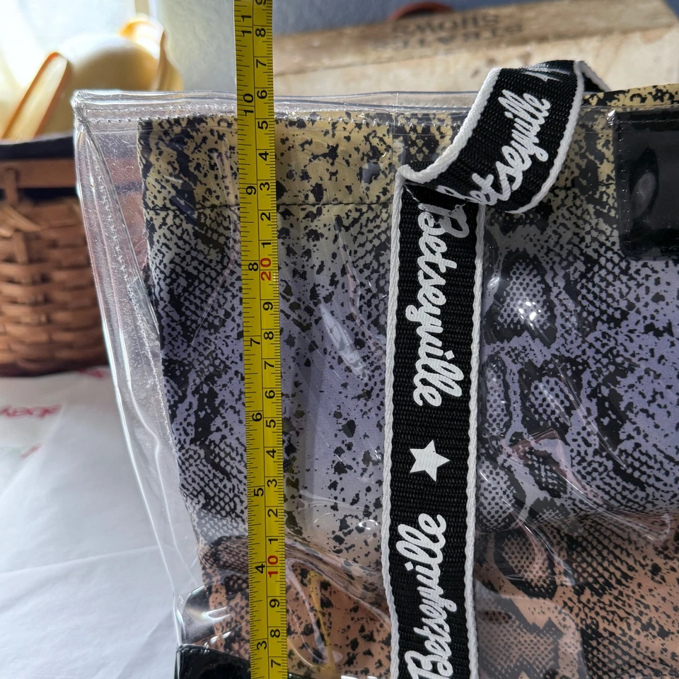 NUEVO CON ETIQUETAS Betseyville Bolso de Mano Transparente Arco Iris Piel de Serpiente Impresión Tela Adjunto Inserto 15X10X5 Foto 4 de 4