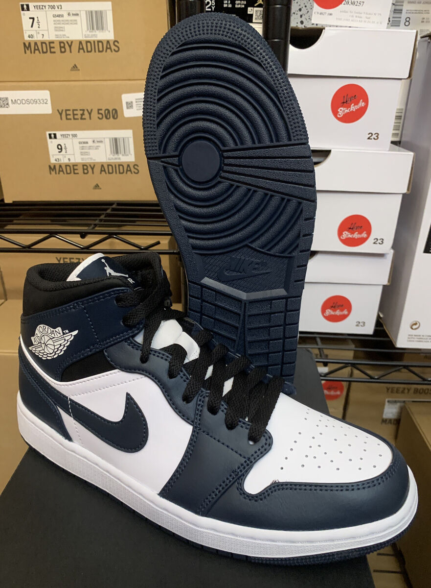 Nike Air Jordan 1 Mid Armory Navy Blue White Shoes 554724-411 MEN