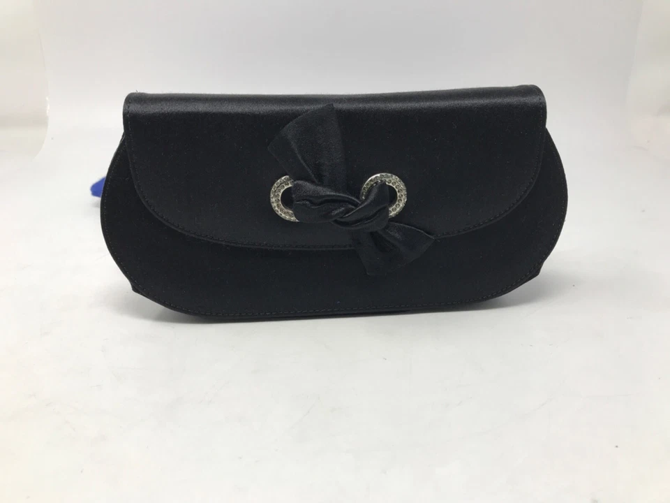 Bolso de mano Stuart Weitzman de cuero negro con acento de lazo y bolsa para el polvo 9" x 4" x 2" Foto 2 de 4