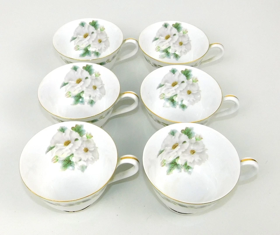 Noritake Nippon Toki Kaisha - Juego de 12 tazas y platillos de té Gardenia blancos Foto 3 de 4