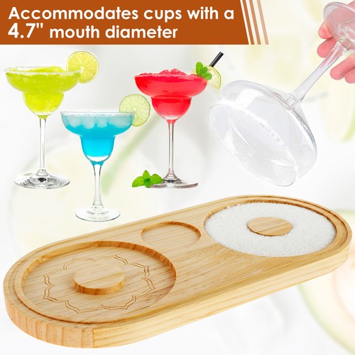 Margarita Salt Rimmer Reusable Bamboo Sugar Salt Rimmer 2-in-1 Bar Glass weSXh - Picture 2 of 11