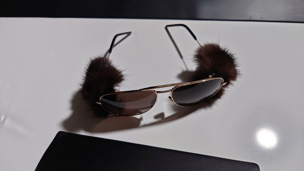 Saint Laurent Gold Mink Fur Classic 11 Sunglasses NEW | eBay