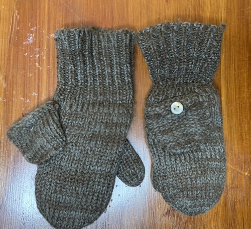 Kids Size Small 3pc Set Hat Beanie Scarf Mittens Knitted Brown Blue - Picture 5 of 12