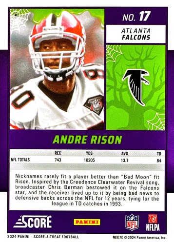 Andre Rison 2024 Score Football Halloween Pumpkin #17 Atlanta Falcons - Picture 2 of 2