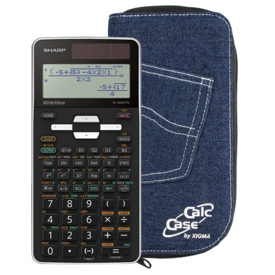 Sharp EL-W531 TG WH weiß und CalcCase Schutztasche jeans-dunkel Aktion