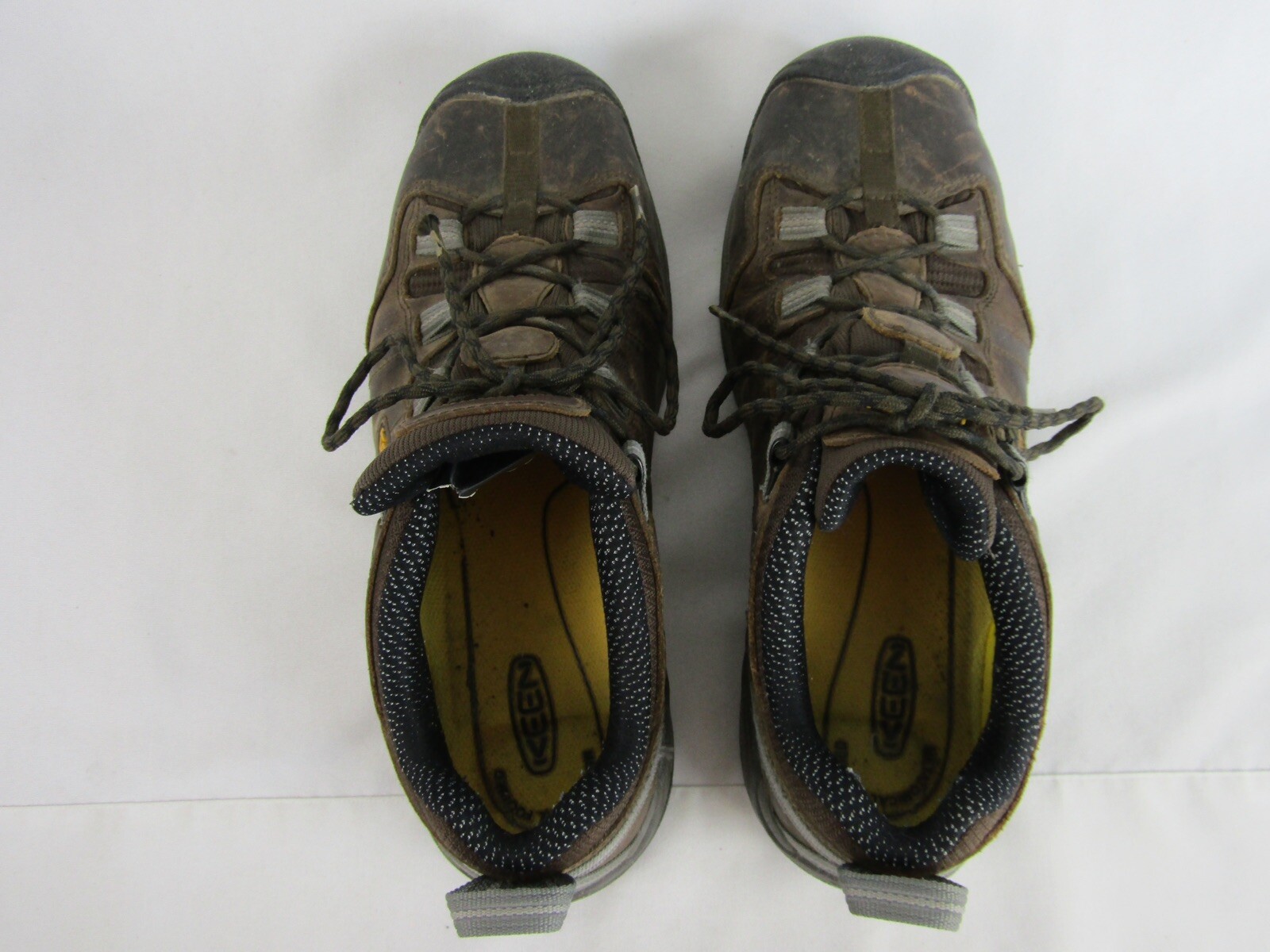 Scarpe uomo Keen punta acciaio taglia 10EE ASTM F2413 11 pelle marrone lacciate ottime condizioni