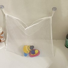 Bath Toy Mesh Net Bag W/ Suction Cup 2 pk Hanging Storage Bag 14x17" White