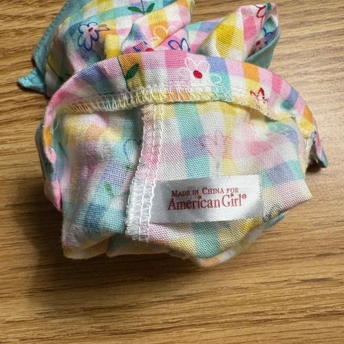 American Girl Doll size Red Velvet Dress, Floral Skirt, Picnic Pants, Lea's Lime - Picture 4 of 15