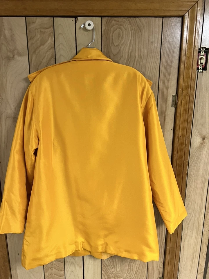 Chaqueta Blazer Genny De Gran Tamaño Naranja/Dorado 100% Seda Talla Mediana Usada en Excelente Condición Foto 2 de 4