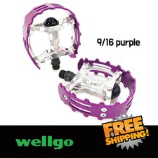 XC-II Wellgo bear trap pedals 9/16" FOR 3PIECE CRANKS Purple Cage Old school BMX