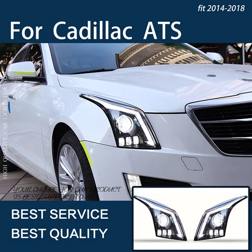 For Cadillac ATS 2014-2018 LED Headlight Assembly LED DRL Sequential Turn Signal - Picture 1 of 8