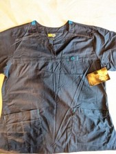 Wonder Flex Women's Blue Scrub Short Sleeve Shirt Size XL