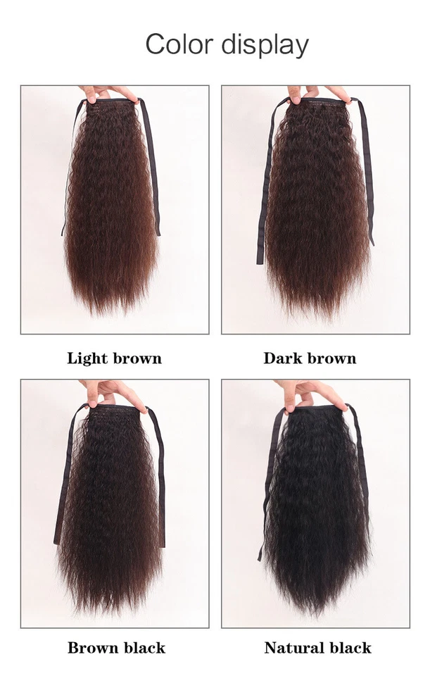 Clip de cordón en cola de caballo afro rizado rizado 100% extensión de cabello humano  Foto 4 de 4