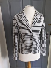 Size 12 Wallis Black Grey Striped Jersey Blazer