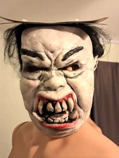 Vintage 2001 Ugly Paper magic Group Rubber Halloween Mask Scary Teeth Hair NWT