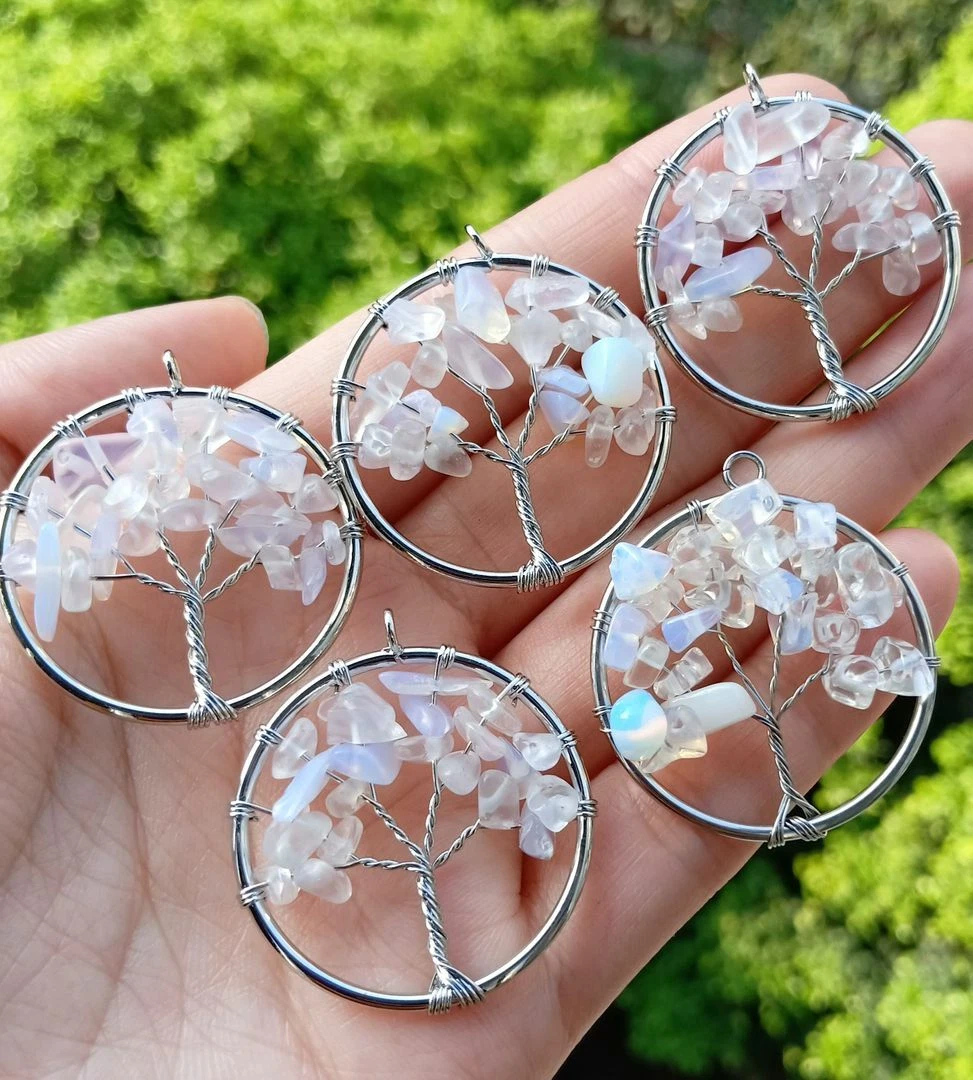 Wholesale 10 pcs Opal stone Tree of life Pendants beads Energy