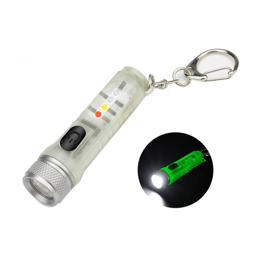 Mini Keychain Torch w/ Buckle USB Rechargeable EDC Flashlight (Fluorescent) - Bild 3 von 9