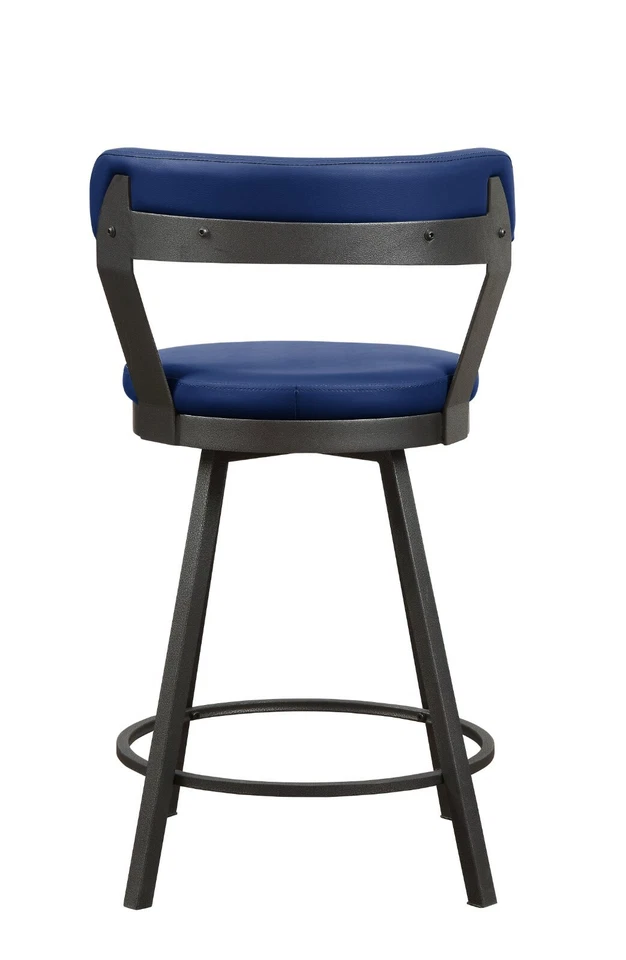 Silla giratoria de altura de pub Appert, marco de metal y funda de cuero (juego de 2), 25" SH Foto 3 de 4