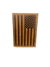 Nocona Mens Brown Wallet Trifold Leather Embossed American Flag N500044302