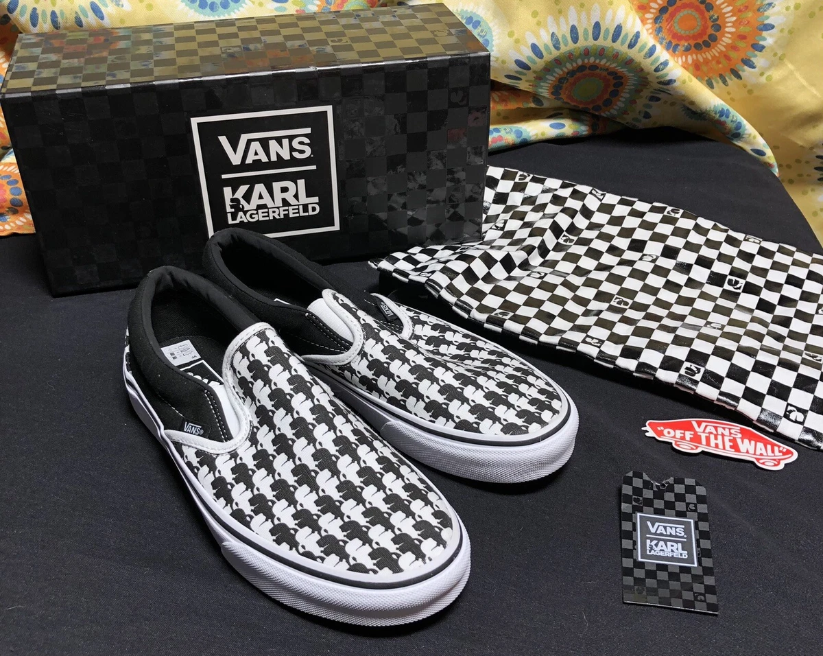 Vrouw Sta in plaats daarvan op Annoteren NEW VANS KARL LAGERFELD CLASSIC SLIP-ON US MENS 7 WOMENS 8.5 CHECKERED  DUSTBAG | eBay