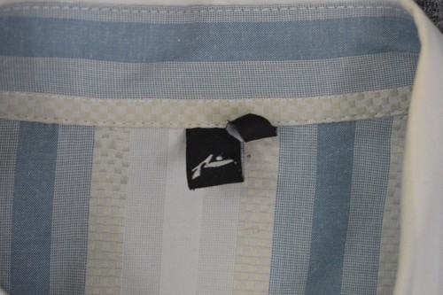 Rusty Button Shirt Medium Blue White Stripes Short Sleeve Surf Surfer Mens - Picture 4 of 12