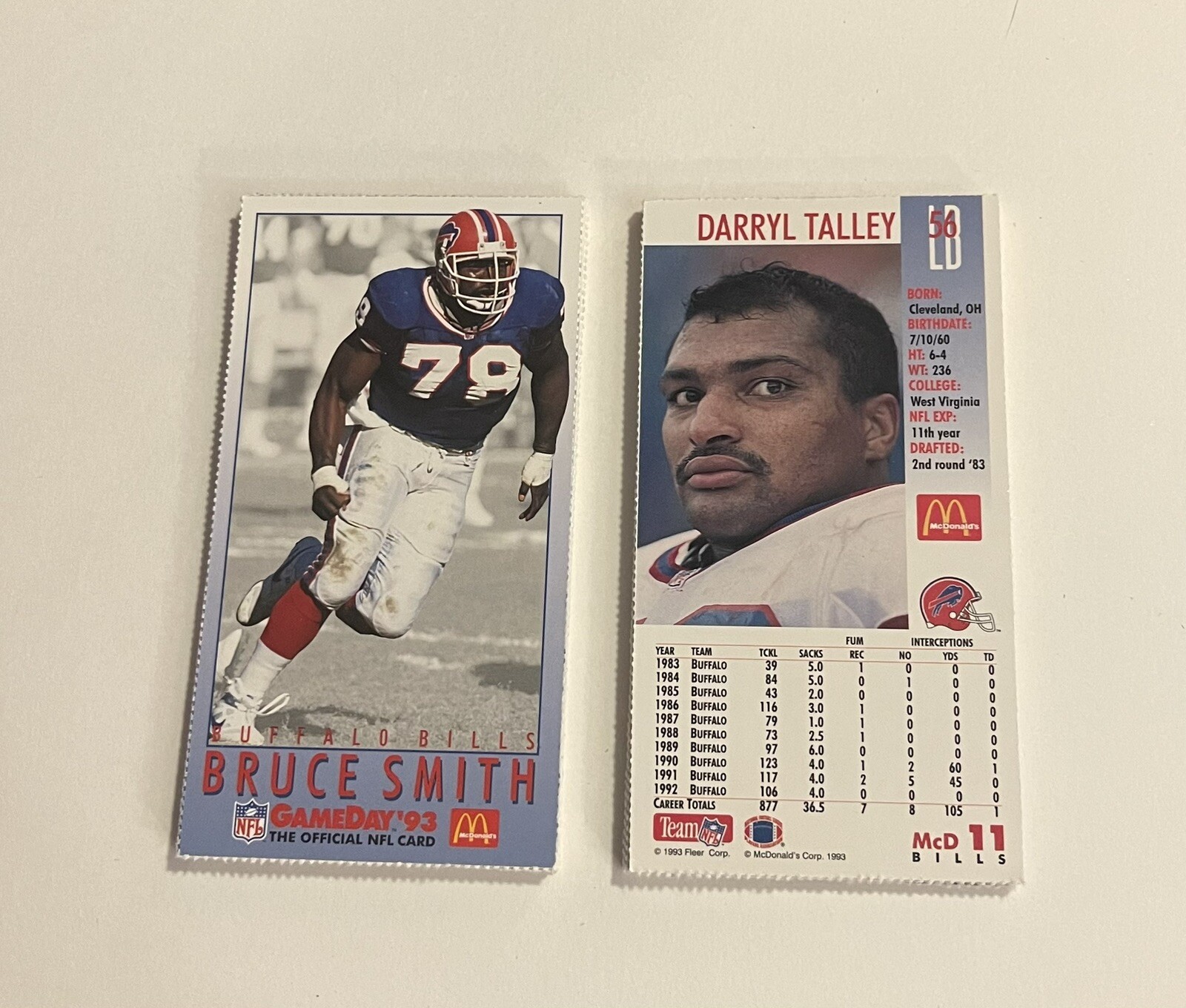 1993 McDonalds GameDay Buffalo Bills Singles You Pick