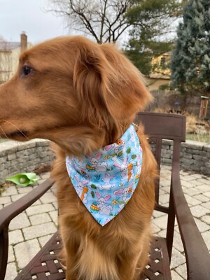 Dog bandana, Easter bunny spring bandana, over the collar Scarf, XS, S, M,  L, XL