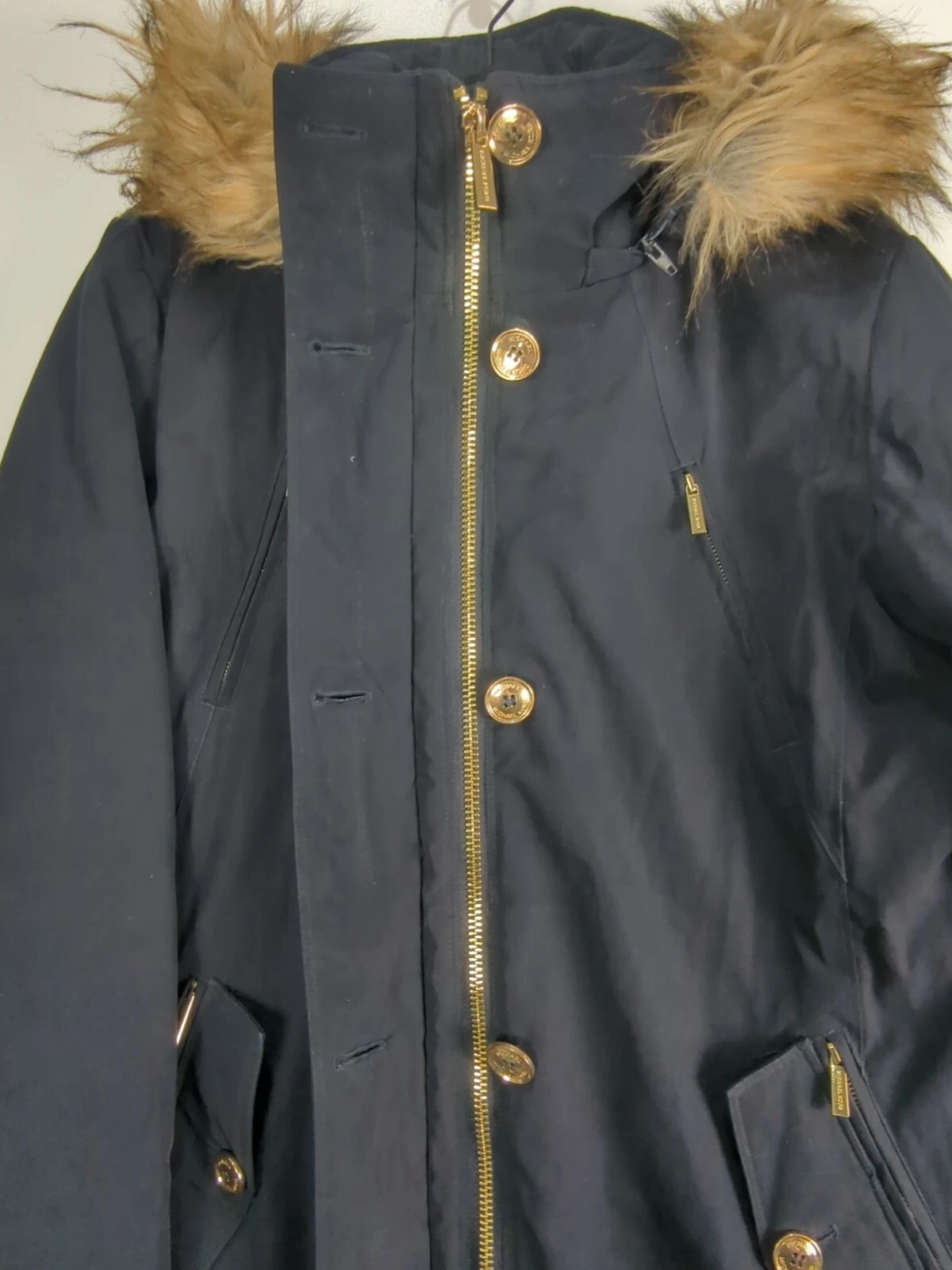 Michael Kors piumino donna medio cappuccio rimovibile blu navy 79675