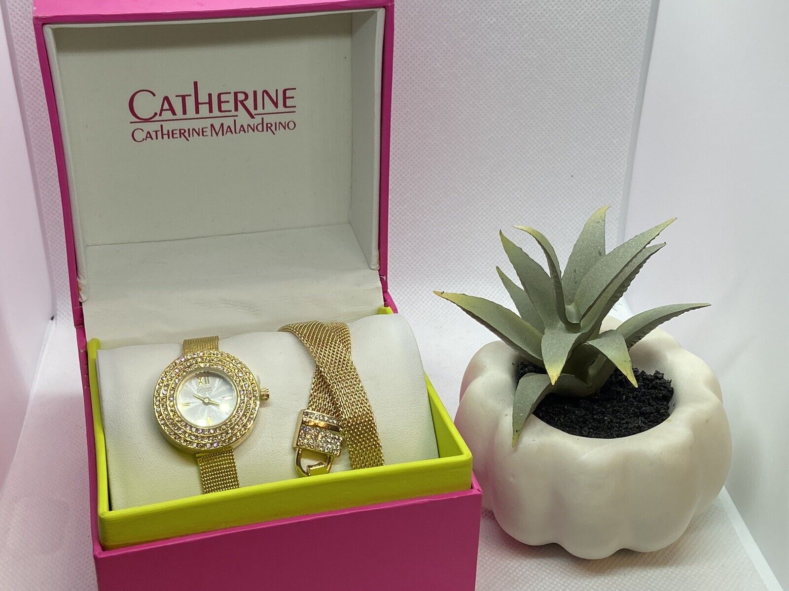 Catherine Malandrino 2-Piece Gold Watch & Wrap Bracelet Set~New w/ Tags & Box