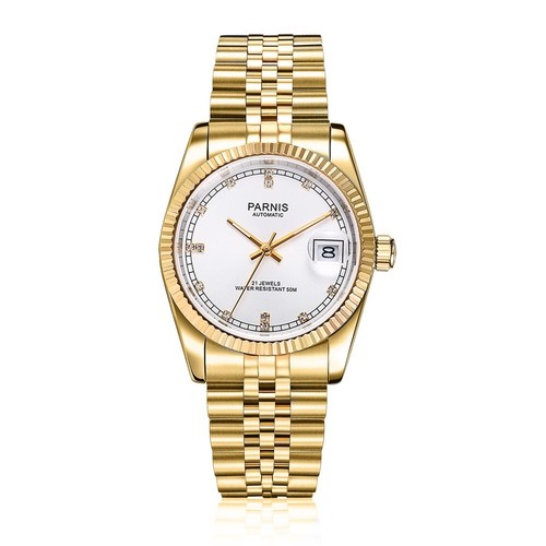 Reloj Pulsera 36mm Parnis Miyota 21 Joyas Automático Cristal Zafiro Oro - Imagen 7 de 44