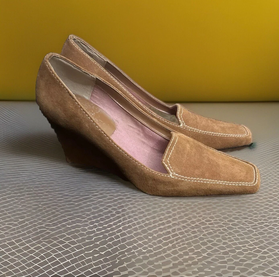 Mocasín ANN MARINO [Vintage] Mission Gamuza Cuña Bomba PUNTERA CUADRADA | Talla: 6 Foto 3 de 4