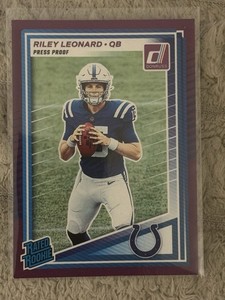 2025 Panini Donruss Rated Rookie Purple Press Proof Riley Leonard Colts 