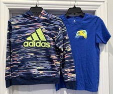 Boys Adidas Colorful Hoodie Graphic T-Shirt Lot of 2 Pcs Shirts Youth Size L